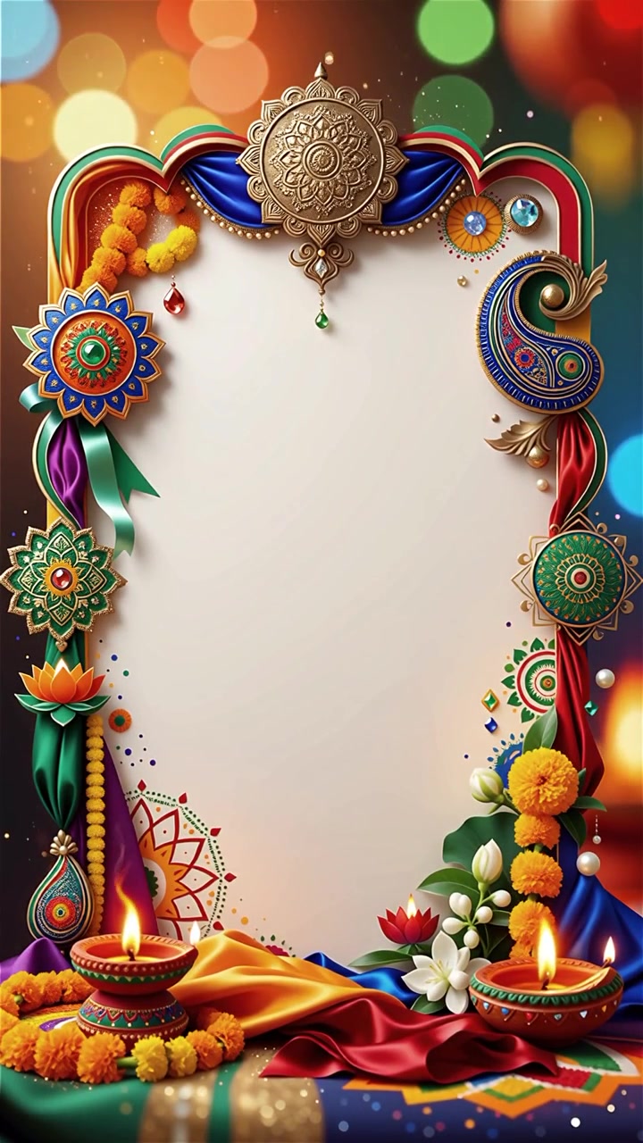 Sfondo del Festival Diwali con lanterne e decorazioni tradizionali Diyas.