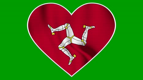 isle of man heart love flag loop - realistic 4k flag waving in the wind