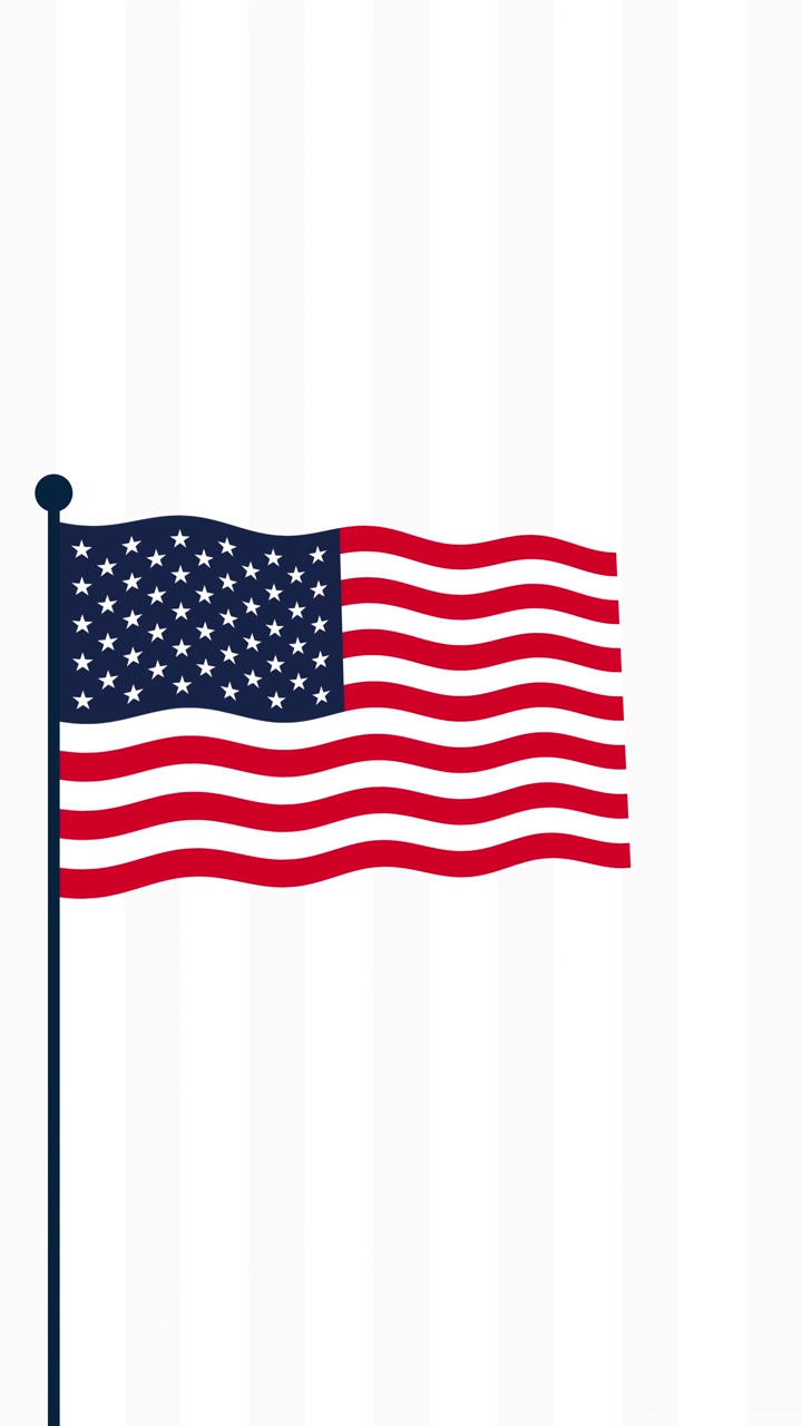 Animert amerikansk flagg som heises og vaier på en flaggstang