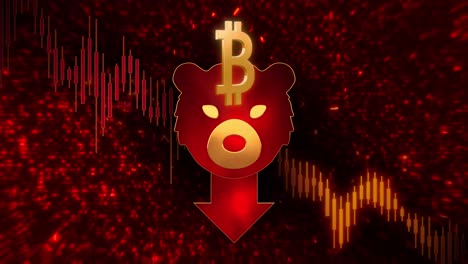 comercio de bitcoin mercado de oso rojo criptomoneda gráfico de bucle de fondo