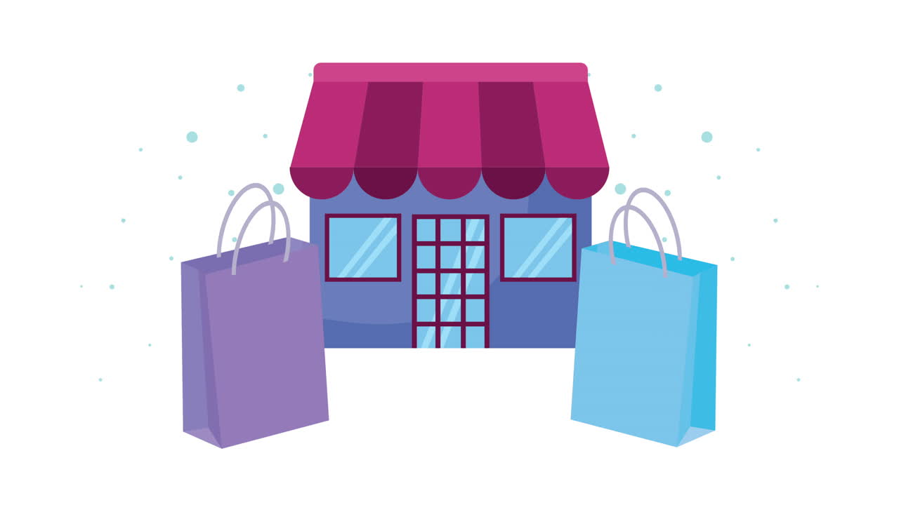 쇼핑 가방 애니메이션 을 가진 상점 건물