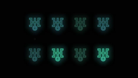 Japan-symbols-pattern-with-pulsing-neon-green-light-4