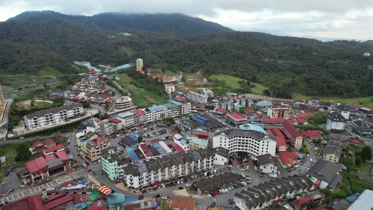 Pemandangan Lanskap Umum Distrik Brinchang di Kawasan Cameron Highlands, Malaysia