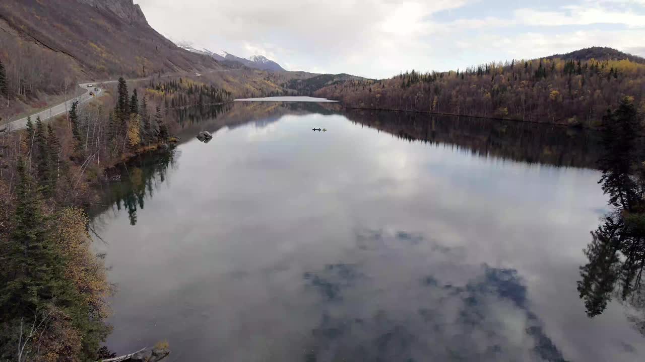 4k 30 fps aerial video of Long Lake in Alaska