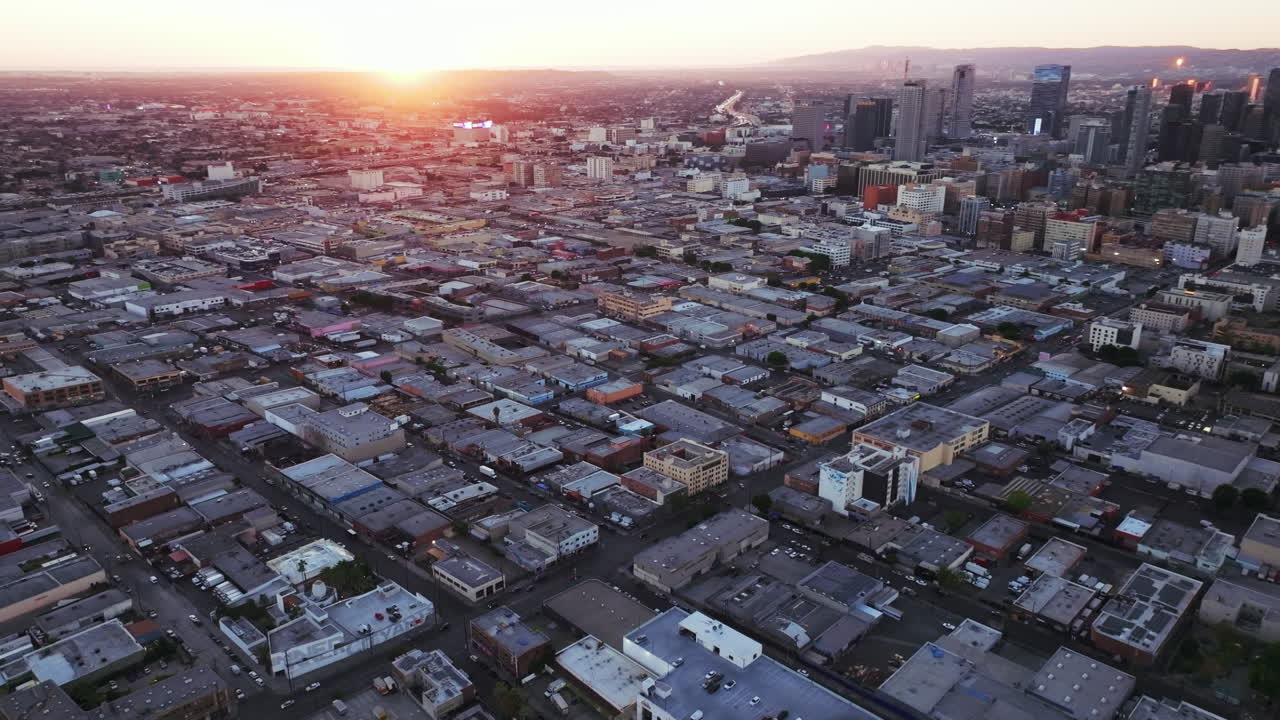 Aerial City View at Sunset