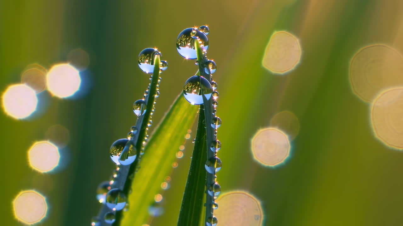 gotas de rocío en la hierba