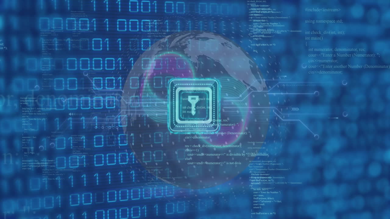 animación del icono del candado a través del procesamiento de datos de codificación binaria