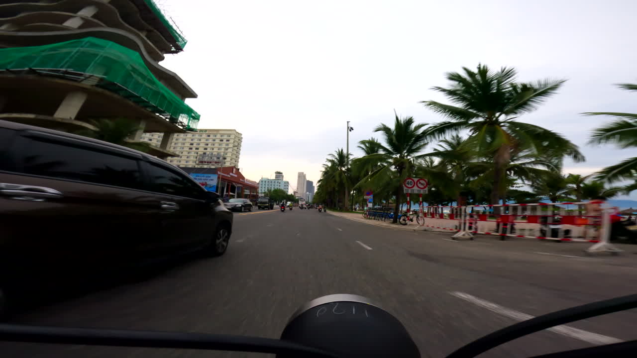 Da Nang, Vietnam - Riding a Scooter Through the Coastal City - POV