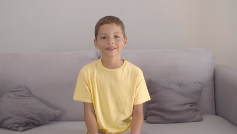 Cheerful-positive-boy-wearing-yellow-t-shirt