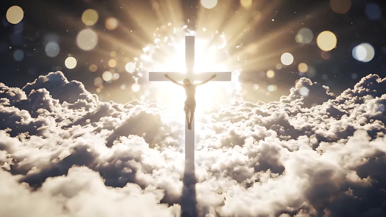 Christian Cross Heavenly Light Worship Background 4K