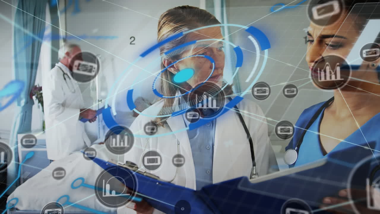 animación de la red de conexiones y estadísticas sobre diversos médicos utilizando el clipboard