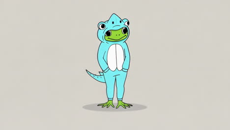 cartoon character in lizard or frog costume