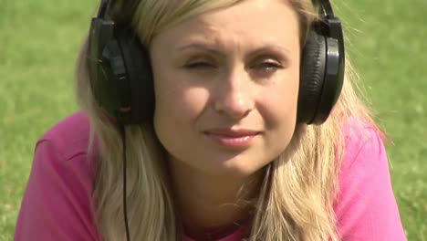 female listening to music