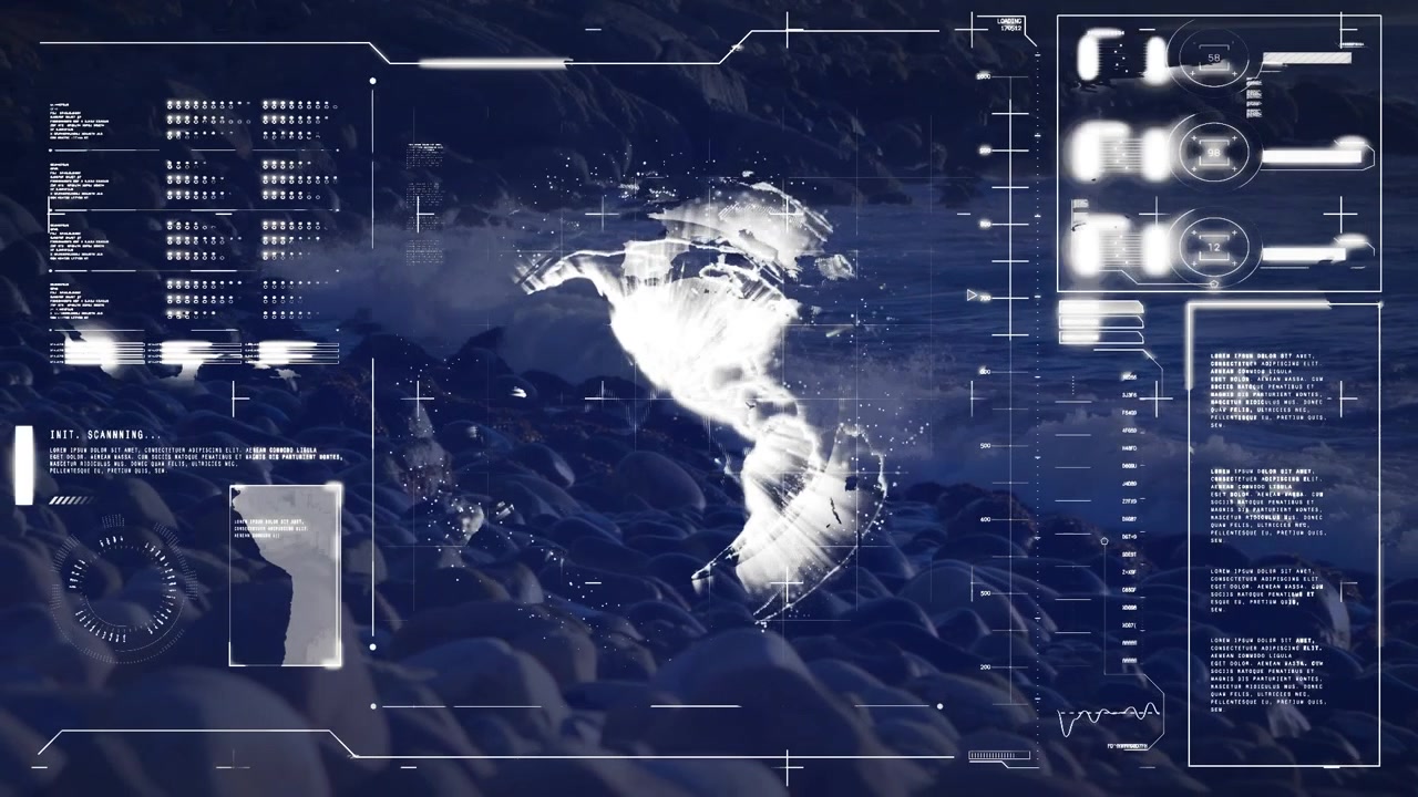 Animation of data processing over globe and sea