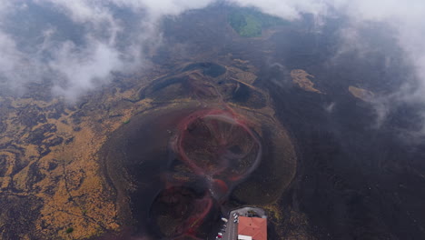 Aerial view of Mt. Etna&#039;s craters in Sicily, showcasing volcanic beauty