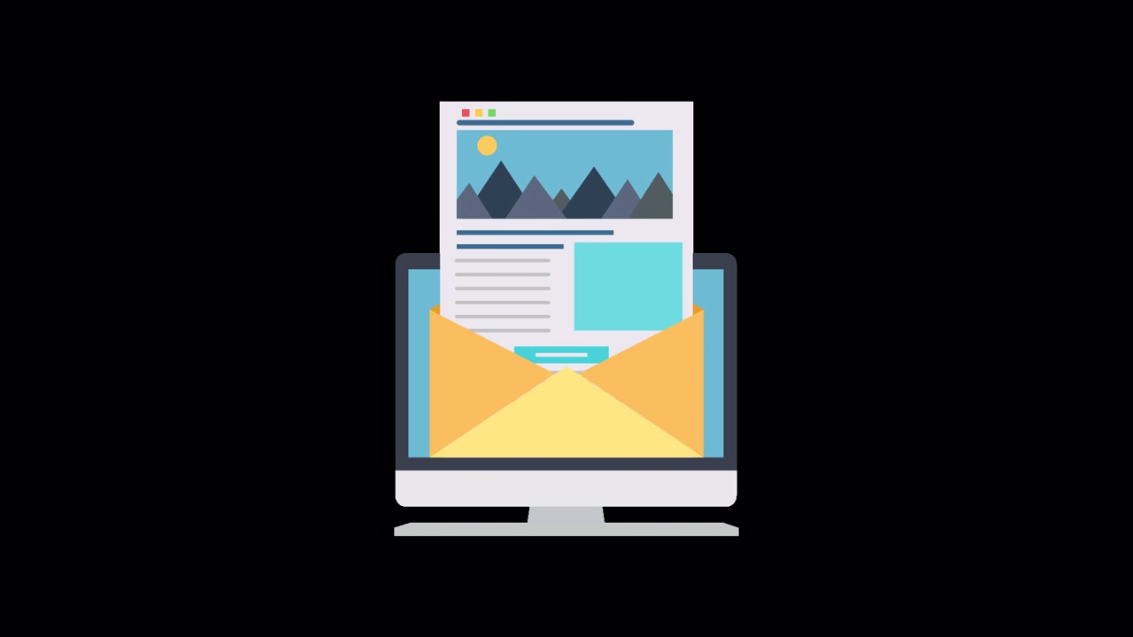 Animated Email Message with Document Content Appearing on a Computer Screen