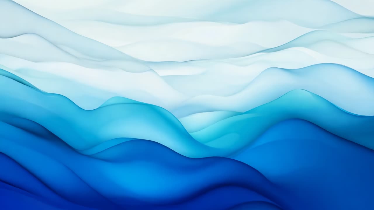 Abstract video concept with fluid, layered waves in blue hues