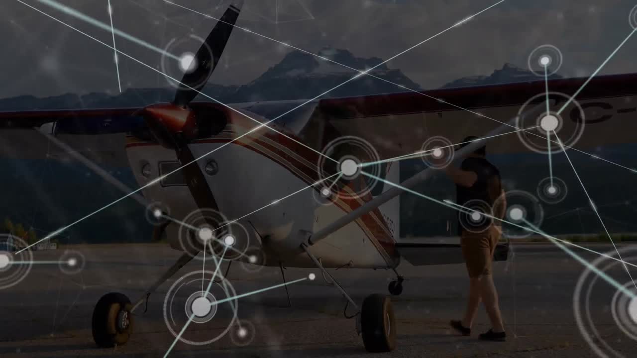 animación de redes de conexiones sobre el plano.