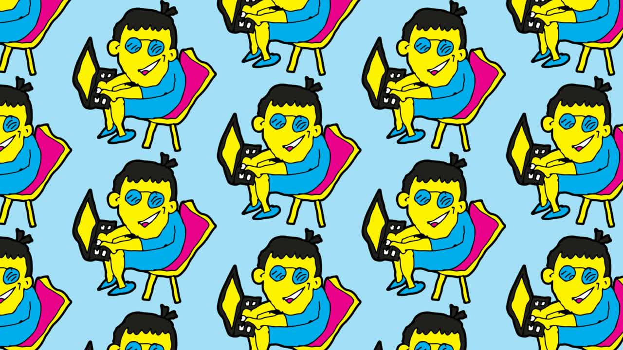 kids drawing pop art seamless background with theme of hacker