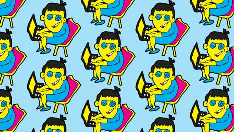 kids drawing pop art seamless background with theme of hacker