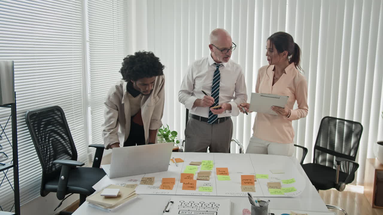 Colleagues Engaged in Working Process at Table Time Lapse