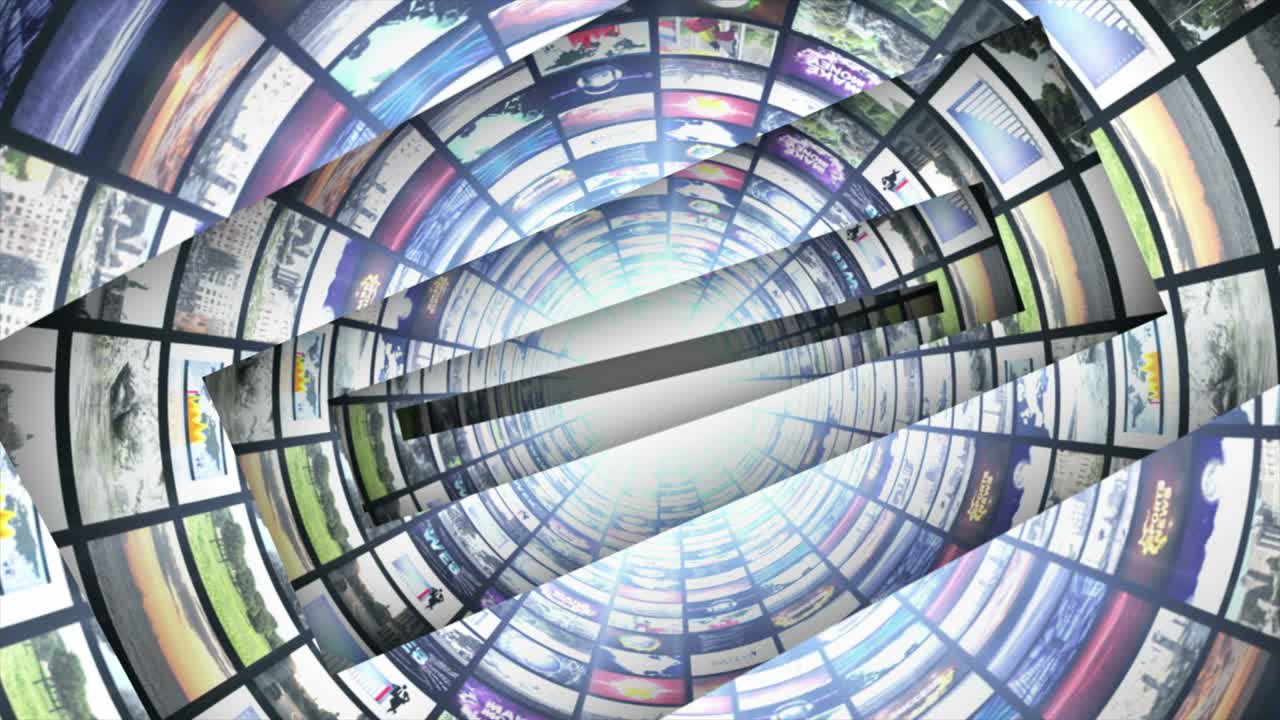 monitores de túnel y barras abiertas, con pantalla verde y canal alfa, bucle