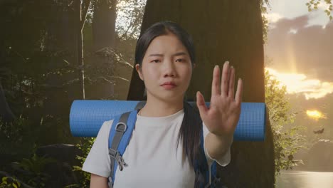 woman hiking in the forest
