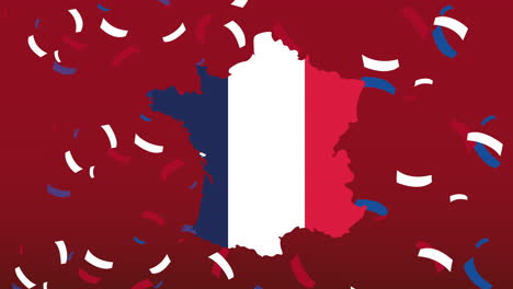 france celebration day with flag in map and confetti