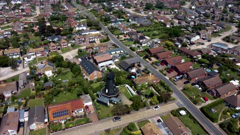 4k drone video over the top of an old windmill in herne, kent, uk