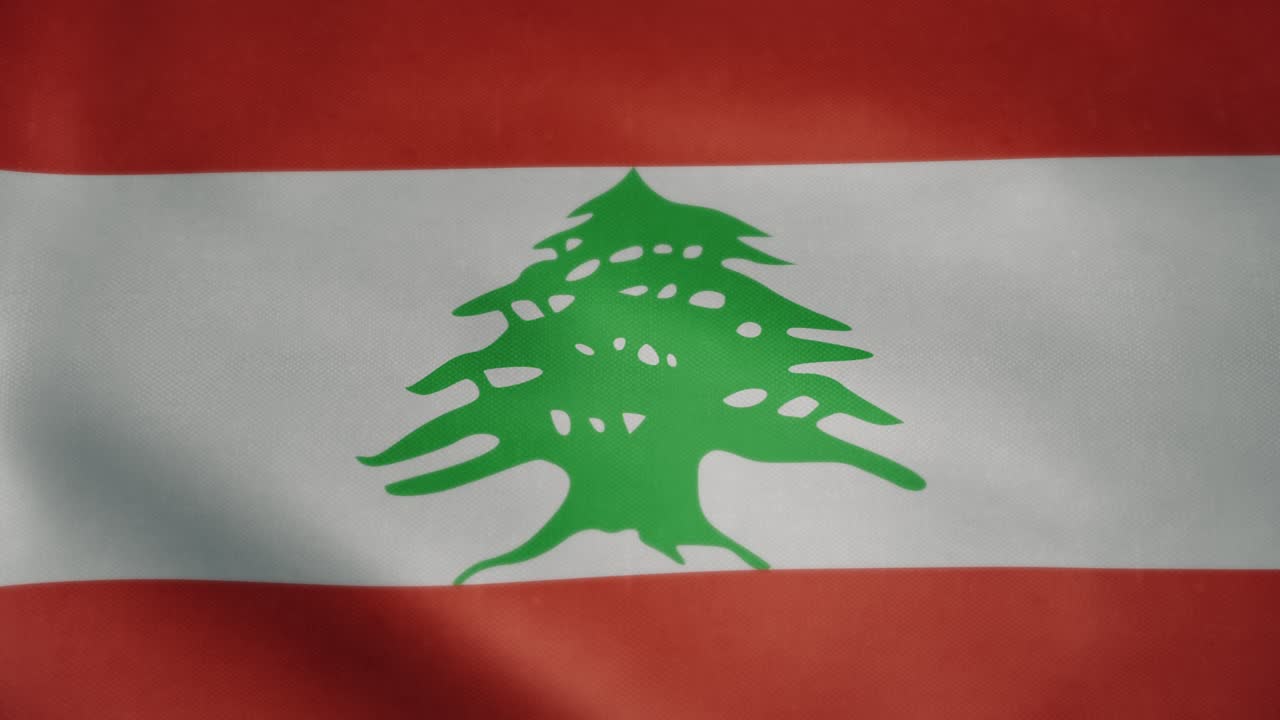 Flag of Lebanon, slow motion waving