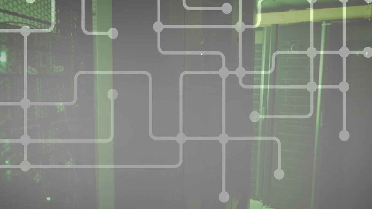 animación de la red de conexiones a través de la sala de servidores