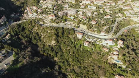 Aerial-shot-of-beautiful-town-in-France