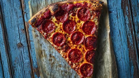 un primer plano de una rebanada de pizza de pepperoni
