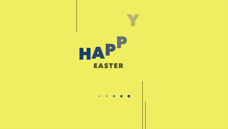 happy easter with lines and dots pattern on yellow gradient