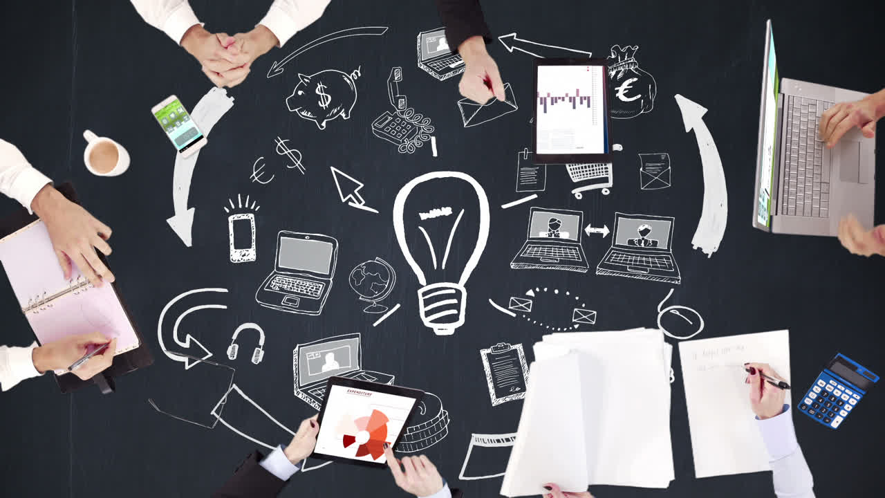 사업가 들 의 손 이 일 하고 있다