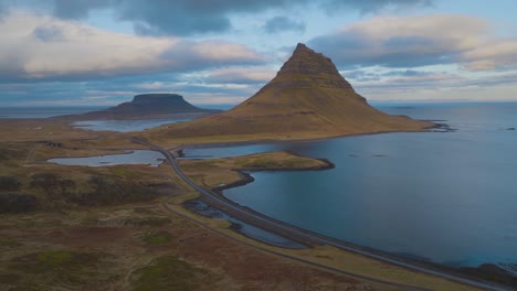 Aerial-drone-shot-of-Kirkurfell-or-Church-Mountain-in-the-Snaefellsnes-Peninsula-in-Iceland