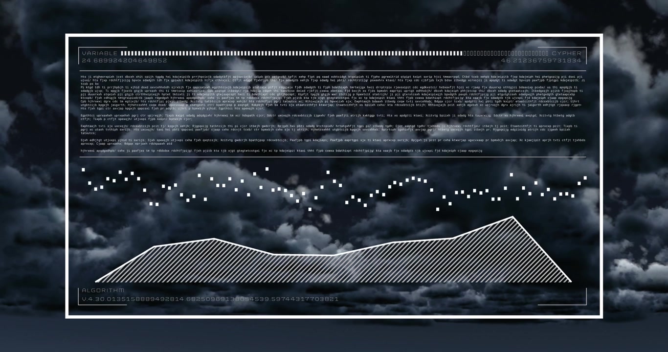 Animation of data processing over clouds