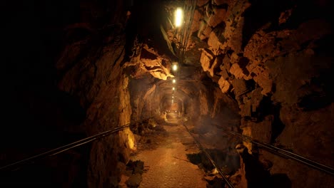 Underground Mine Passage With Electric Lights
