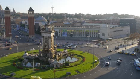 barcelona hora del día techo panorama plaza españa tráfico 4k españa