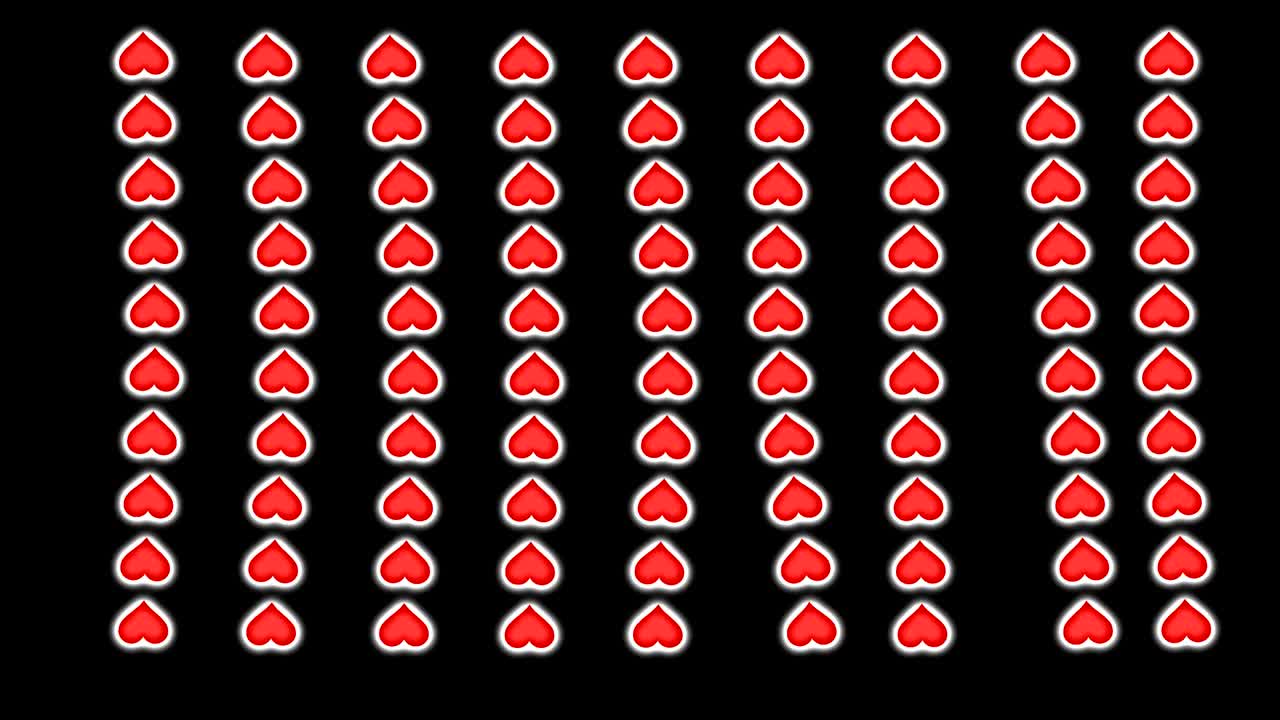 밤의 배경으로 빛나는 심장  모션 그래픽