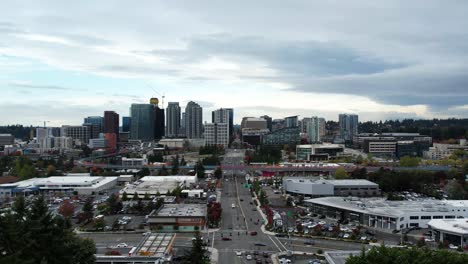 drone flight over ne 8th street, bellevue, washington