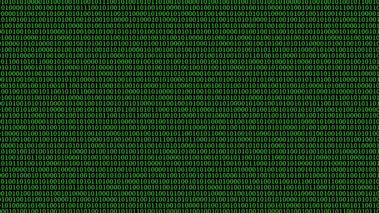 Binary code wall on computer screen