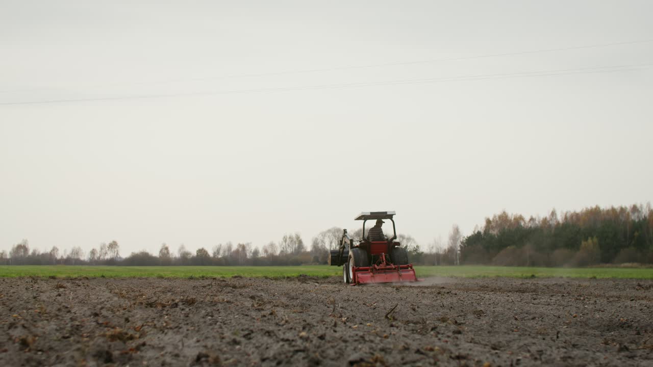Farmer plowing a field with a tractor