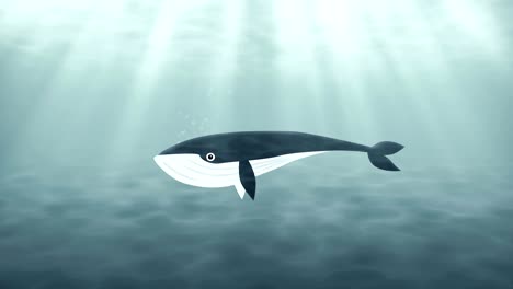 cartoon blue whale swimming underwater