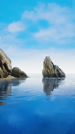 serene seascape: rocks and reflections in a calm ocean