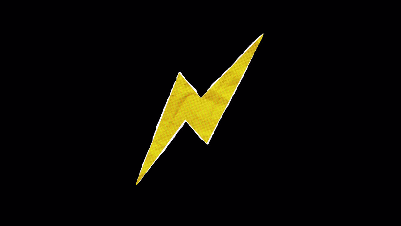Animated Yellow Lightning Bolt Symbol on Black Background