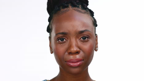 Black-woman,-face-and-crying