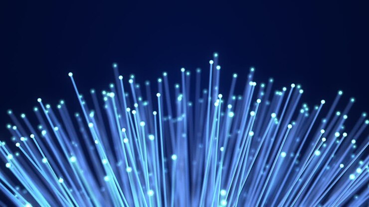 Fiberoptiske kabler roterer langsomt. Højhastighedsinternet. Perfekt loop