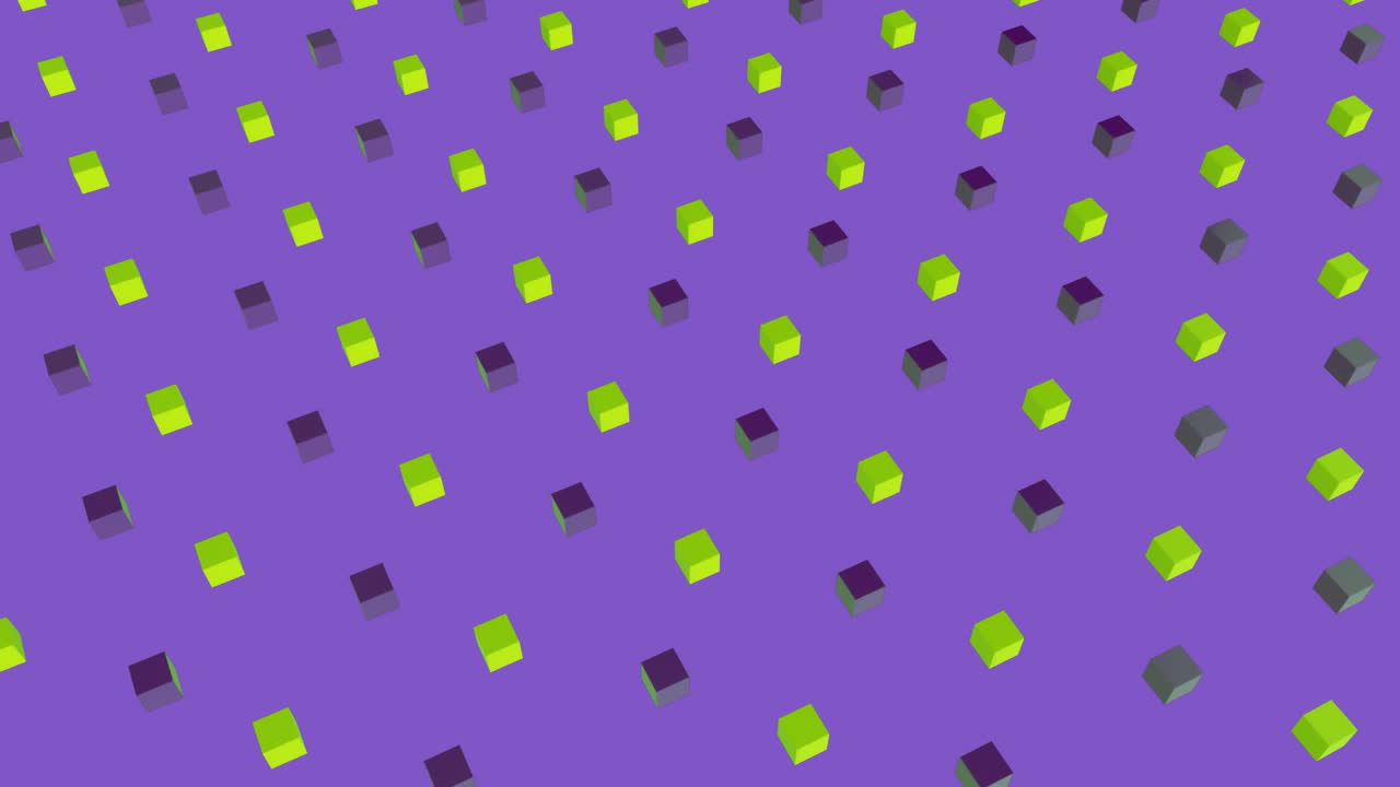 3D purple and green square moving