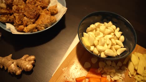 An-HD-of-the-crispy-bite-sized-fried-morsels-of-veal-brain,-carrots,-leek,-red-pepper,-green-pepper,-garlic